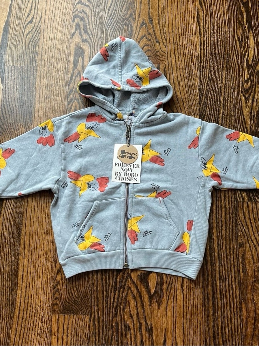 NWT - Bobo Choses Organic Cotton Rooster Zip-Up Hoodie (2-3Y)